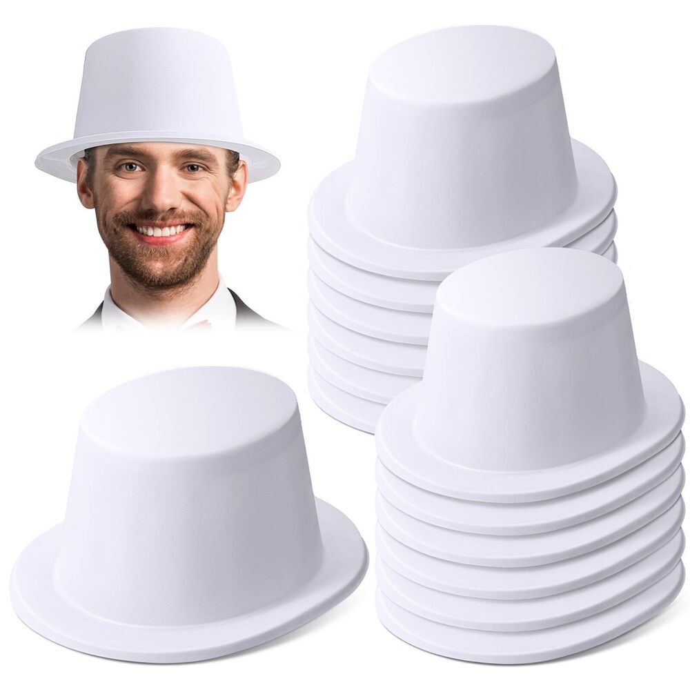 4133 12 Pcs Top Hats Halloween Plastic Magician Retro Disco Party Hats